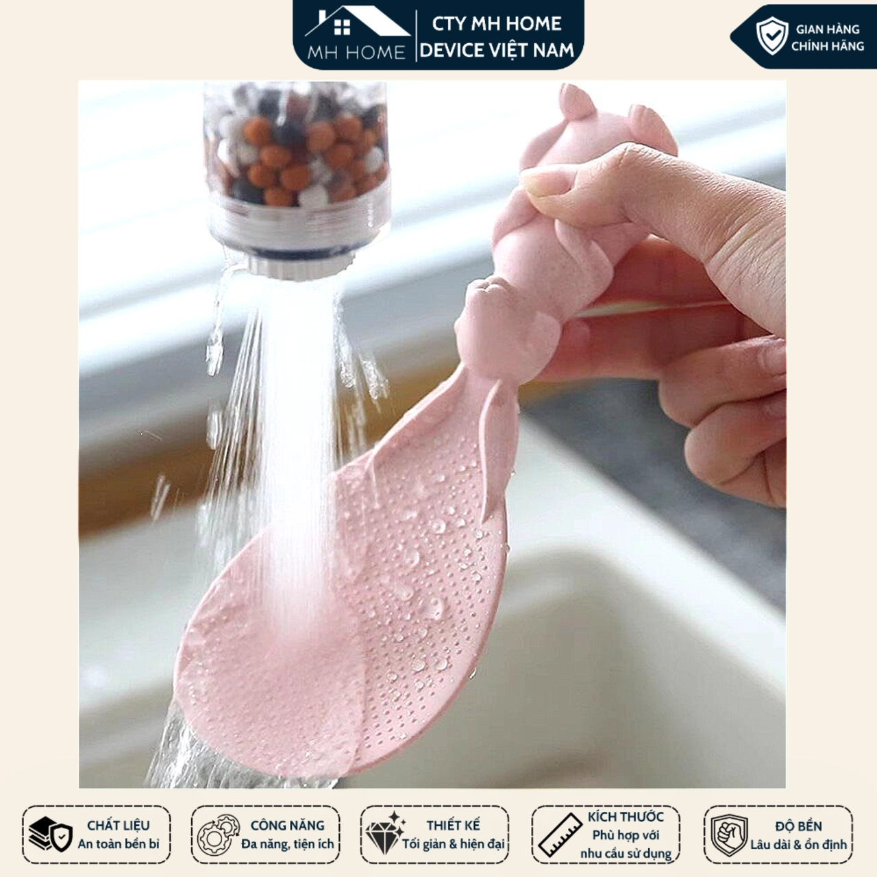 [COMBO 2] Muỗng Xới Cơm Chống Dính Hình Con Thỏ Nhựa PE Nguyên Sinh Cao Cấp (Muôi Xới Cơm Đế Đứng Dễ Thương) - MH HOME